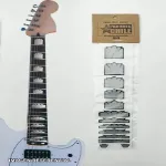 Vista Frontal Crown Inlays Adhesivo para Guitarras color plateado y negro