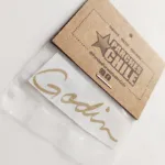 Vista Detalle con Adhesivo Decal para clavijeros de Godin color Dorado