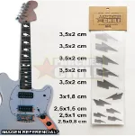 Medidas de cada inlays Adhesivo Rayo para Guitarras color Plateado